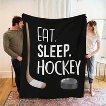 GEL HUT MUN 1 pieza Nueva Manta de Hockey "Comer. Dormir. Hockey" Estampada - Estilo contemporáneo, lavable a máquina, Manta de 51.1" X 59" (130cm X 150cm), Manta de tiro, Manta de otoño, Franela, Mantas y tiros, Manta de felpa, Ropa de cama, Tiro de sofá, Manta suave, Decoración, Habitación, Manta personalizada, Regalo de madre - Multicolor - Ver 9