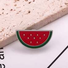 1 件夏季可爱西瓜珐琅胸针水果形别针包包装饰徽章女士翻领别针珠宝礼物 - 彩色 - 查看 3