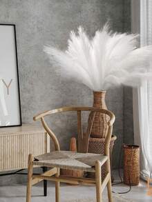 12Pcs White Faux Pampas Grass 21.65 Inch/55cm Tall Fluffy Silk Artificial Pompas Floral Boho Decor Fluffy Artificial Reed Grass Floral For Home Decor, Living Room Decor, Kitchen Decor, Wedding Decor, Boho Decor Vase Filler Farmhouse Decor, Valentine Day, Gift Gifts Birthday Graduation,Fall Decor - White - View 7