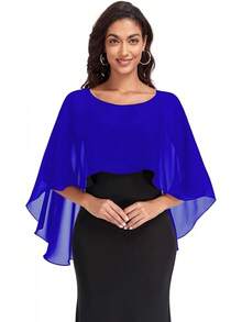 Sheer Shawls And Wraps Evening Dresses Chiffon Capes Women Soft Wedding Cover Up - Xanh đậm - Xem 12