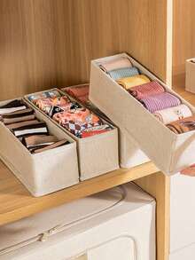 Hộp đựng đồ lót gấp gọn 6/3/2 chiếc, Hộp đựng đồ tủ quần áo, Giỏ đựng đồ ngăn kéo, Phụ kiện đựng đồ lót phòng ngủ căn hộ, Hộp đựng đồ, Hộp đựng mũ, Hộp đựng tất, Thích hợp đựng đồ lót, Tất, Mũ, Giỏ đựng đồ bơi, Đồ lưu trữ theo mùa, Dụng cụ lưu trữ, Quà tặng, Quà tặng Giáng sinh Halloween, Trang trí nhà cửa - Màu be - Xem 1