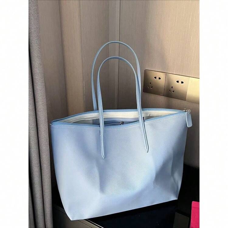 Sac fourre-tout confortable et populaire à la mode française, grand sac seau à bandoulière pour femme, sac à main de grande capacité, sac de voyage de couleur unie
