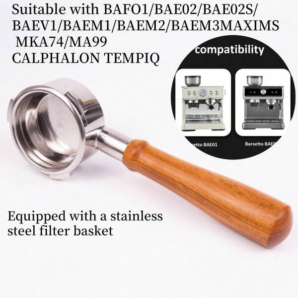 58mm Siebträger ohne Boden kompatibel mit Calphalon Temp IQ/Barsetto Espressomaschinen, 3 Griffe 58mm Siebträger, Filterkorb inklusive, Edelstahl Ersatzteile für den Griff
