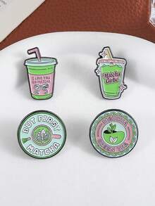 QIHOO Matcha Girlie 珐琅别针 I LOVE YOU SO MATCHA 金属胸针 时尚翻领徽章 背包衣服首饰 送给朋友的礼物 - 彩色 - 查看 6