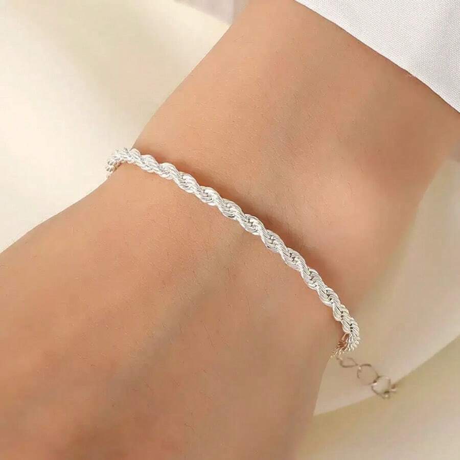 Braided Baiano Cord Bracelet, Semi-Jewelry Plated In 925 Silver And 18K Gold - 銀色 - 查看 1