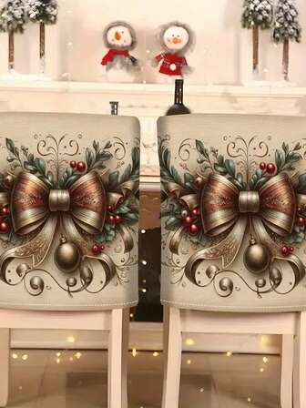 Juego de 4 fundas para sillas navideñas - Diseño de árbol de Navidad, antideslizante, fácil de usar, funda para respaldo de silla navideña para decoración de restaurantes, suministros para fiestas navideñas y decoración del hogar de temporada
