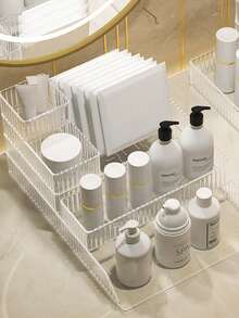 1pc/5pcs Stackable Makeup Storage Boxes, Transparent Desktop Skincare Organizer Drawers, Tabletop Storage Boxes