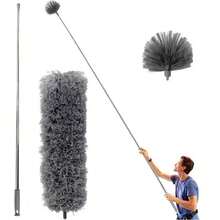 Ceiling Vacuum Cleaner With Extension Pole, Spider Web Cleaning Brush, Cleaning Kit For Vacuum Cleaner And Ceiling Fan, 15-100 Inch Stainless Steel Telescopic Pole, Washable (Handle Style May Vary Due To Product Batch, Which Is Normal And Does Not Affect Use) - Multicolor - View 9