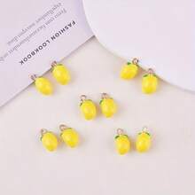 10入組時尚3D西瓜、草莓、檸檬、蘋果、桃子形合金滴油DIY珠寶吊墜，可用於女士耳環和項鍊飾品裝飾