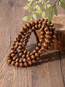 1 件波西米亚风格复古时尚串珠项链，采用简约独特的木制手工设计，适合男士和女士，长项链，念珠项链，个性项链，项链堆叠，棕色项链，女士珠宝 - 彩色 - 查看 2