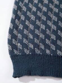 Men's Casual Retro Jacquard Crew Neck Long Sleeve Knit Sweater, Autumn/Winter, European/American/Asian Style