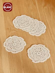 1 pieza/5 piezas Cojín para taza, Mantel individual, Posavasos de encaje de ganchillo, Tapete hecho a mano para tazón, Mantel de comedor, Tapete decorativo retro de escritorio, Mejores regalos para cumpleaños y graduación - posavasos de flores - Ver 2