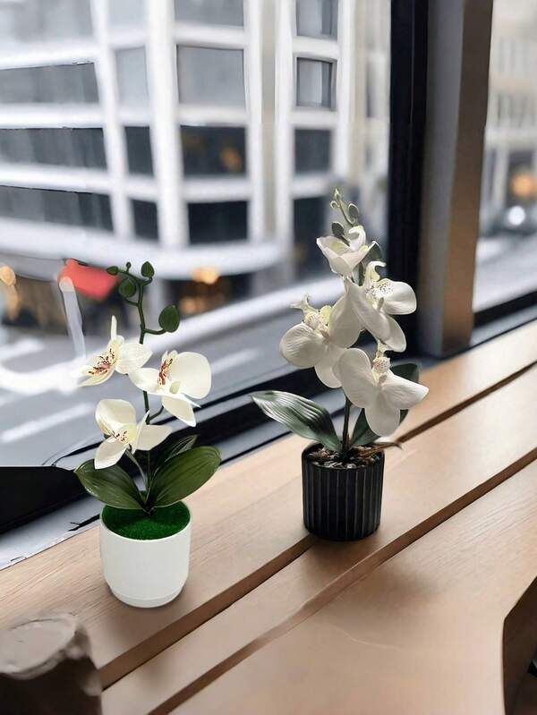 1pc Artificial Phalaenopsis Orchid Potted Plant/Random Style - Adds Elegant Floral Ambiance To Home & Events, Great For Birthdays & Anniversaries. Potted Orchid Blooms Continuously, Enhancing Any Space.