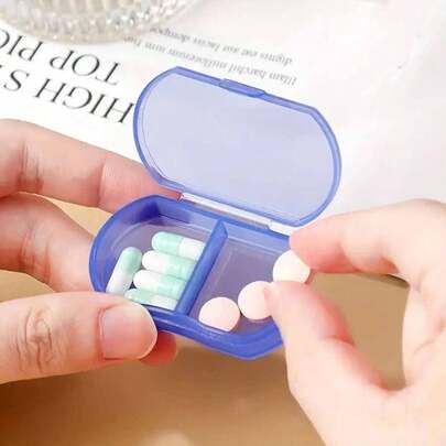Multi-Functional Portable Small Storage Box, Suitable For Pills, Jewelry And Earrings, Odorless, Transparent Blue Design, With Multiple Compartments, Great For Daily Medication Management And Small Item Storage, Wallet Pill Box