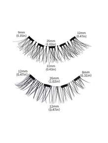 MAGEFY 3/2 Pairs Cartoon Magnetic Eyelashes Set, Natural Look, Reusable, Includes Professional Eyelash Curler + Eyebrow Gel, No Glue Needed, Easy To Wear And Remove, All-Day Comfort, Pink Packaging, Gift For Women, Suitable For Female Face And Eyes, Travel Essential, Beach Vacation, Camping Trip, Back To School Makeup Tool - 眼尾拉長款 - 查看 7