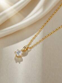 1 925 Silver 0.5ct 6 Claw Round Transparent Colorless Mosan Diamond Necklace, Suitable For Wedding Brides.