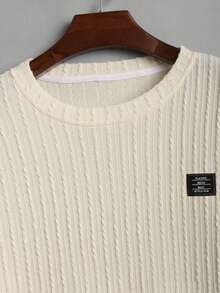 Autumn/Winter New Arrival Mature Casual Classic Wheat Ear Striped Textured Fitted Long Sleeve T-Shirt