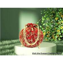 Women's Velvet Embroidered Potli Bag Purse Pouch Drawstring Bag Golden Work Wedding Gift For Women-2025 - 奶油 - 查看 11