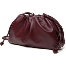 Dressy Pleated Vegan Leather Clutch Purse Soft Cloud Dumpling Clutch Bag Women PU Evening Purse Handbag - Màu tím - Xem 1