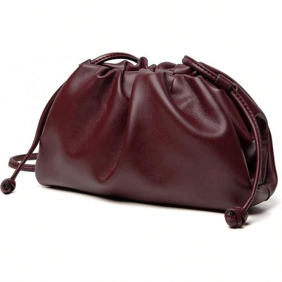 Dressy Pleated Vegan Leather Clutch Purse Soft Cloud Dumpling Clutch Bag Women PU Evening Purse Handbag - Màu tím - Xem 1