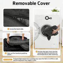 Calming Dog Bed Fluffy Plush Dog Mat For Furniture Protector With Removable Washable Cover For Large Medium Small Dogs And Cats (L (45"X37"X6"), Black) - Black - View 2