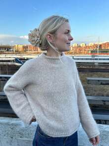 Women's Casual Loose Slouchy Half-High Collar Ribbed Fuzzy Sweater, Suitable For Daily, Home, And Street Wear, Autumn/Winter - Apricot - View 6