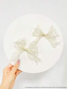 Bộ 2 kẹp tóc nơ lưới trắng ngọt ngào cho nữ, phụ kiện tóc nơ vải, hoàn hảo cho buổi hẹn hò và mua sắm, kẹp tóc ngày lễ tình nhân dễ thương, kẹp tóc, đồ dùng học tập, thanh lịch, đại học, trang phục mùa đông cho nữ, nơ, phụ kiện tóc - trắng - Xem 7