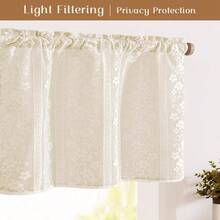 Linen Valances For Windows Double Layers Valance Curtains Farmhouse Kitchen Curtains With Lace, Short Rustic Curtain For Bathroom Window, Kitchen, Cafe, 52 X 18 Inch Rod Pocket 1 Panel, Beige - Beige52Wx18LPackof1 - View 5