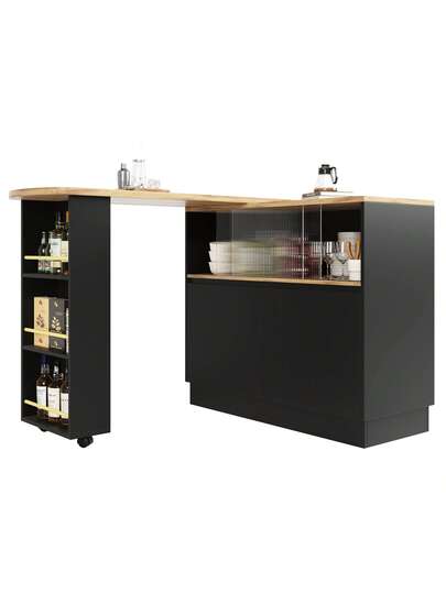 Sairedel 360° Rotating Sideboard Shelves Glass Moderne Serving Buffet 90x45x100 Cm Kitchen, Restaurant, Living Room Multifunctional Shelf, Bar Cabinet view 9