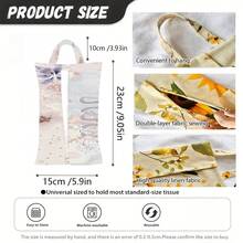 1 pieza/2 piezas/4 piezas Soporte para toallas de papel con ilustración soñadora impresa - Caja de pañuelos de tela de poliéster rectangular con cuerda colgante, adecuada para sala de estar, dormitorio, baño y coche, accesorio de decoración del hogar de moda, patrón elegante, estructura duradera, almacenamiento funcional - Multicolor - Ver 7