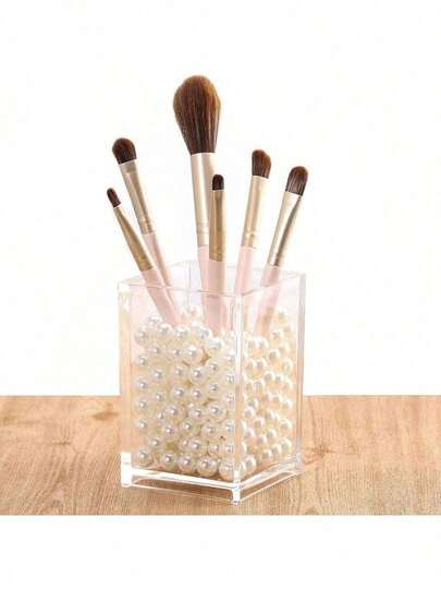 1pc Transparent Acrylic Pencil Holder - Made Of PP Material, For Organizing Pencils, Brushes And Stationery - Suitable For School, Office And Desk Use, Stationery Organizer, Plastic Organizer