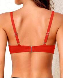 Women's Push Up Underwire Bikini Top - Padded Swimwear - Red - View 3