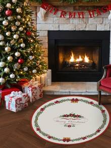 Weihnachts-Kristall-Samt-Rundteppich, rutschfest und leicht zu reinigen, angenehm zum Sitzen, Weihnachts-Teppich für Feststimmung, geeignet für Wohnzimmer/Esszimmer/Schlafzimmer/Eingangsbereich