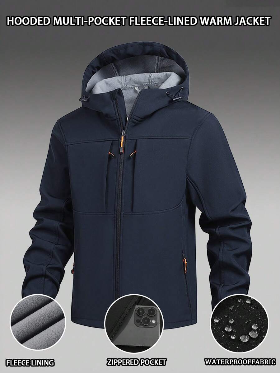 男士户外休闲防水防风保暖加厚长袖外套，秋冬款