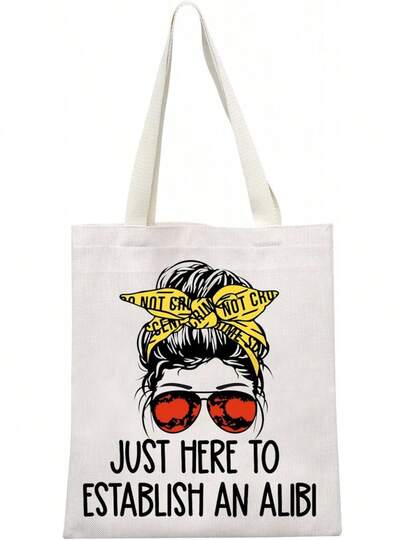 GJTIM True Crime Gift Seriel Killer Gift Just Here To Establish And Alibi Makeup Bag For Crime Show Fan(Alibi Tote)