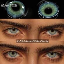 EYESHARE 1 Pair Ocean Series Colored Contact Lenses, Blue/Gray Beautiful Pupils Brown Eyes Green Makeup Yearly Use Cosmetic Eye Beauty,14.2mm - Non-Prescription - OCEAN-BLUE - 查看 7