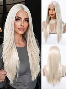 Perucă lungă și dreaptă din dantelă HD 13*3.5, multicoloră, perucă feminină de 22 de inci, sintetică, rezistentă la căldură, perfectă pentru eleganță și naturalețe, pentru petreceri de călătorie, cosplay, festivaluri de muzică, cadouri de zi cu zi, gata de purtat, cadoul perfect de sărbători pentru fete, o perucă de Halloween