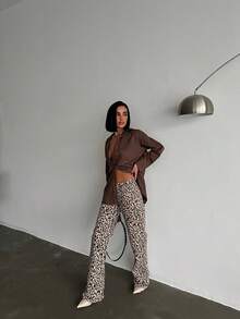 SQUALO Women's Wide Leg Color With Pocket Details Destroyed Retro Washed Street Style Jeans Ripped And Cutout Wide Leg Jeans - Brown - View 3