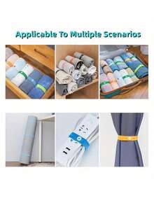Random Colors Elastic Bundling Straps With Snap Buttons - Reusable Hold Organizers For Taming Messy Clothes, Towels & Small Items, Perfect For Travel, Home Closet, Laundry & Suitcase Organization, Adjustable Clothing Storage Strap With Button, Travel Luggage Space Saver, Drawer & Closet Organizer