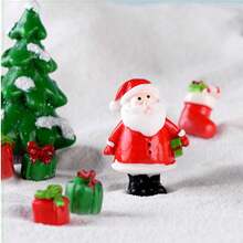 إكسسوارات ديكور سانتا وتمثال الثلج، هدايا عيد الميلاد، زخارف صغيرة من الراتنج لمناظر طبيعية صغيرة