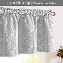 Linen Farmhouse Kitchen Curtains, Double Layered Valances For Windows With Linen And Lace, Rustic Curtains For Bathroom Window, Kitchen, Cafe Curtain 18 Inch Length Rod Pocket, 52 X 18, Grey - Grey52Wx18LPackof1 - View 5