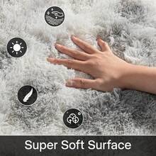 2x3 Small Rug For Bedroom Livingroom Mini Space Home Decor, Modern Indoor Shaggy Plush Fluffy Furry Fur Rugs Comfy Nursery Kids Room Floor Carpet, Tie-Dyed Grey & White - 紮染灰色和白色 - 查看 5