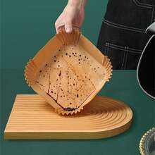 50/100 Stücke Backpapier für Heißluftfritteuse - Antihaftbackmatten, hitzebeständig ohne Beschichtung, geeignet für Ofen, Mikrowelle und Heißluftfritteuse, für den Haus- und Gewerbeeinsatz geeignet, unverzichtbar für Feiertage und den täglichen Kücheneinsatz, Zubehör für Heißluftfritteuse, gewelltes Design, natürliches Papier Material, hitzebeständig