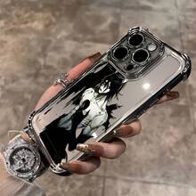 Custodia per telefono adatta per iPhone 16, 15, 14, 13, 12, 11 Pro Max, X, XR, XS MAX, 8, 7 Plus, con motivo anime, rivestimento, antiurto, guscio trasparente morbido