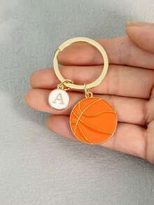个性化篮球钥匙扣，送给篮球运动员的礼物，情人节钥匙扣，返校礼物 - 橘色 - 查看 7