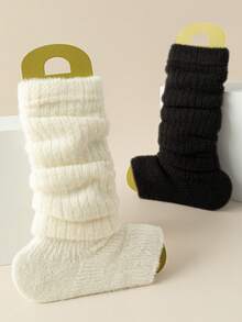 1/2/4 双女士毛绒保暖内衬腿套，适合秋冬、春季、圣诞节、时尚红色腿套 - 彩色 - 查看 6