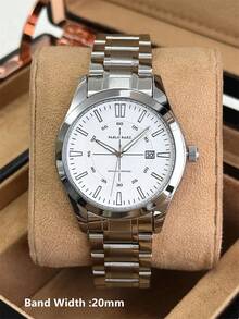 Pablo Raez 1pc Original Charming Men's Watch Gorgeous Jewelry Male Luminous Clocks Famous Brand New Summer Accessories Luxury Wristwatches For Man IPS Silver Color Jewelry Non Tarnish Stainless Steel Bracelets Chain 50M Water Resistant Simple Calendar Clock Metal Feeling Superior Men's Steel Casual Fashion Quartz Watch - Silver - View 9