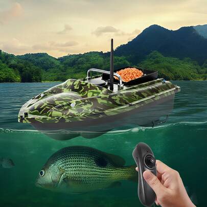 Barco con buscador de pesca, control remoto inalámbrico de 500 m, con cebo y luz nocturna LED para adultos.