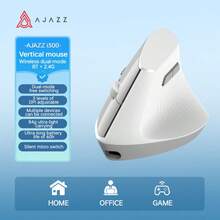 Ratón ergonómico AJAZZ I300 con conexión de doble modo, ángulo vertical de 57 grados, DPI 1600, botón silenciador, batería de 400mAh de larga duración, sensor óptico de juego, rodillo suave, peso ligero de 84g, adecuado para uso de oficina