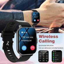 全新全触控高清时尚智能手表，具备无线通话功能（拨号、接听）、海量表盘、运动监测、消息通知、多应用提醒，兼容安卓和iOS手机，是送给男士和女士的完美礼物。